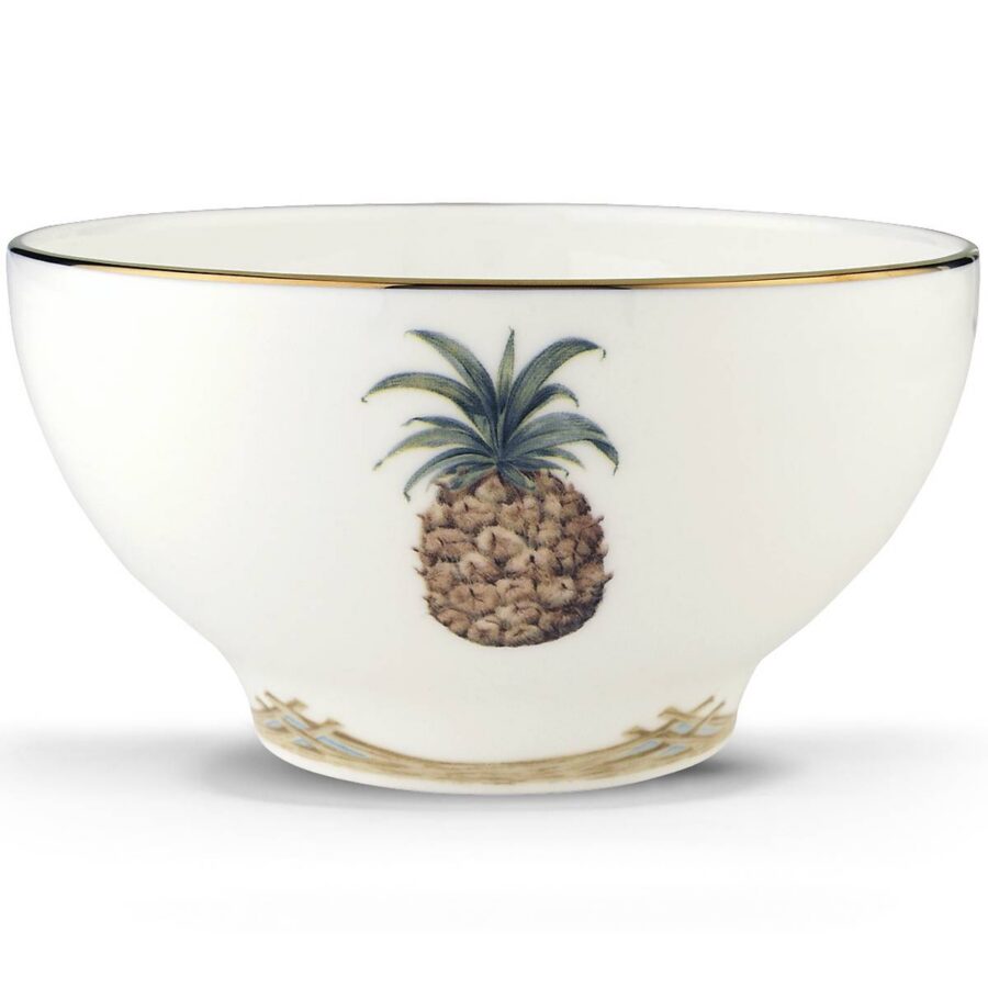 Gold Rim Bamboo Accent Rice Bowl