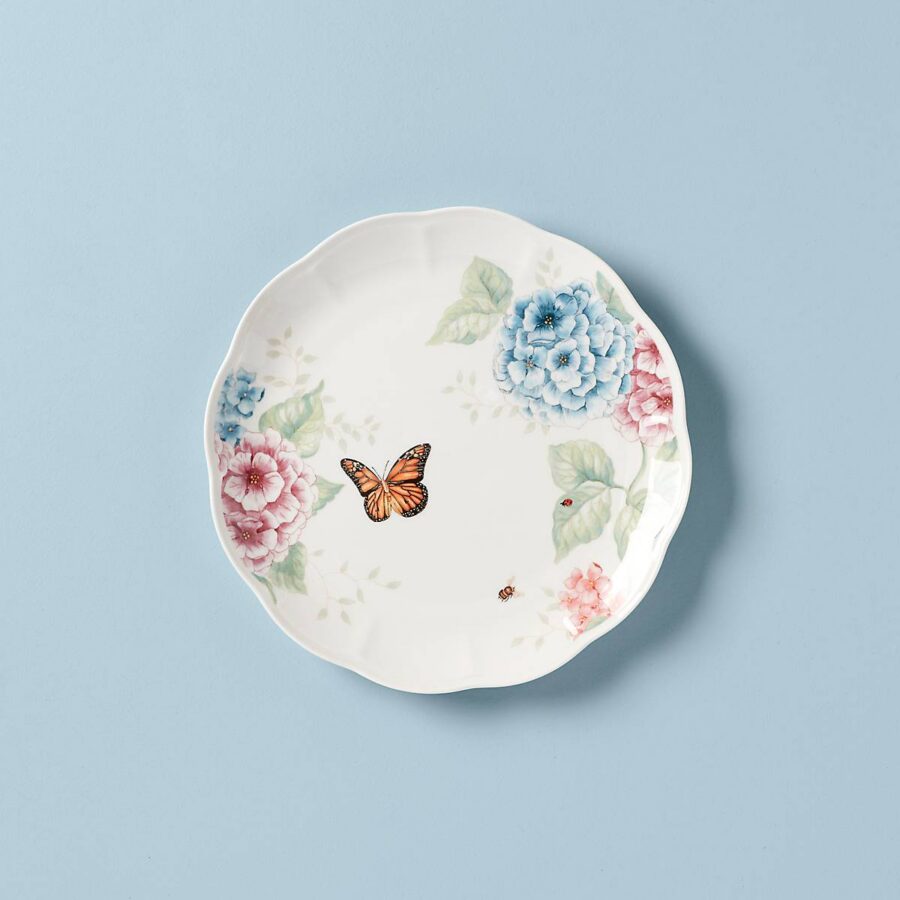 Hydrangea Butterfly Scalloped Dinner Plate