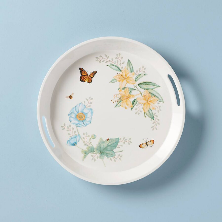 Garden Floral Round Serving Tray
