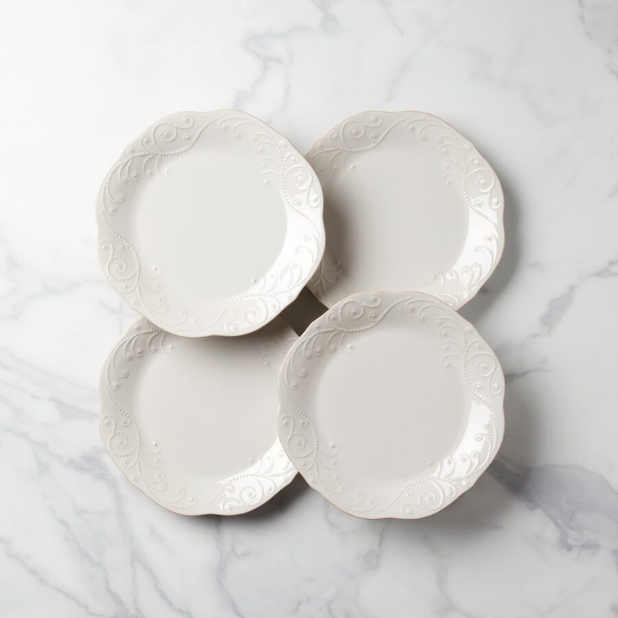 Beaded Stoneware Dinner Plates, Set of 4