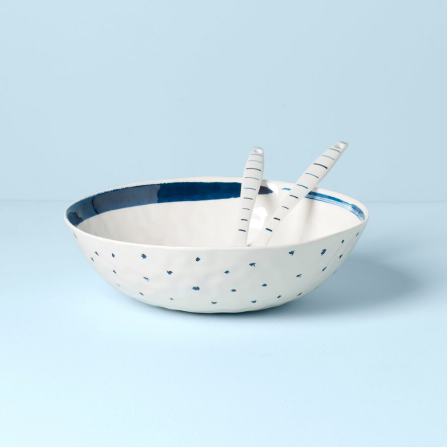 Coastal Melamine Salad Bowl with Servers