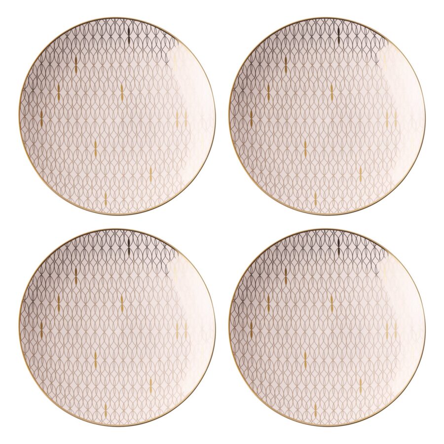 Palm Gold Rim Dessert Decorative Plates, Set of 4